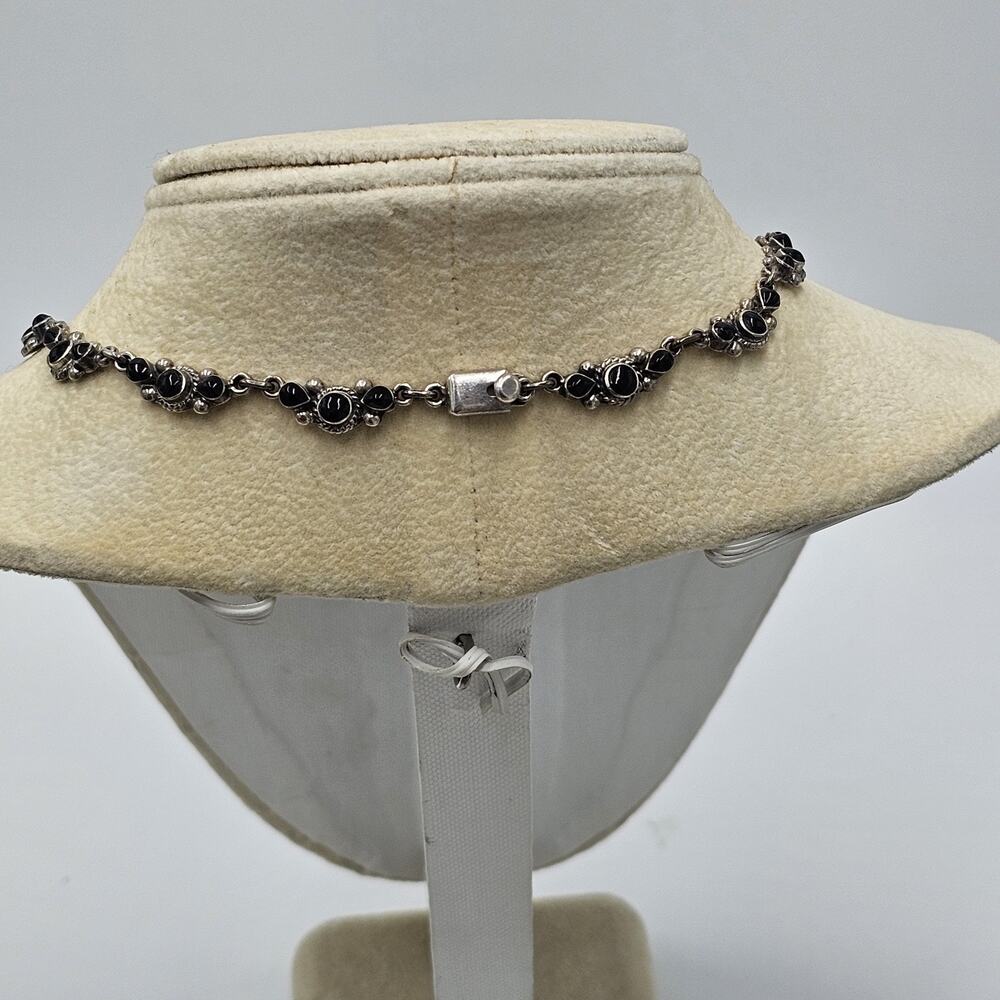 Vintage Taxco Sterling Silver Flower Floral Bib Necklace Bracelet Set Mexico - Picture 10 of 15